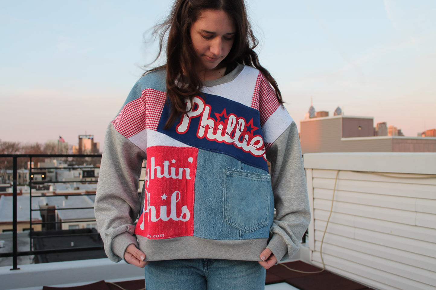 Phillies Blue Front Patchwork Sweatshirt