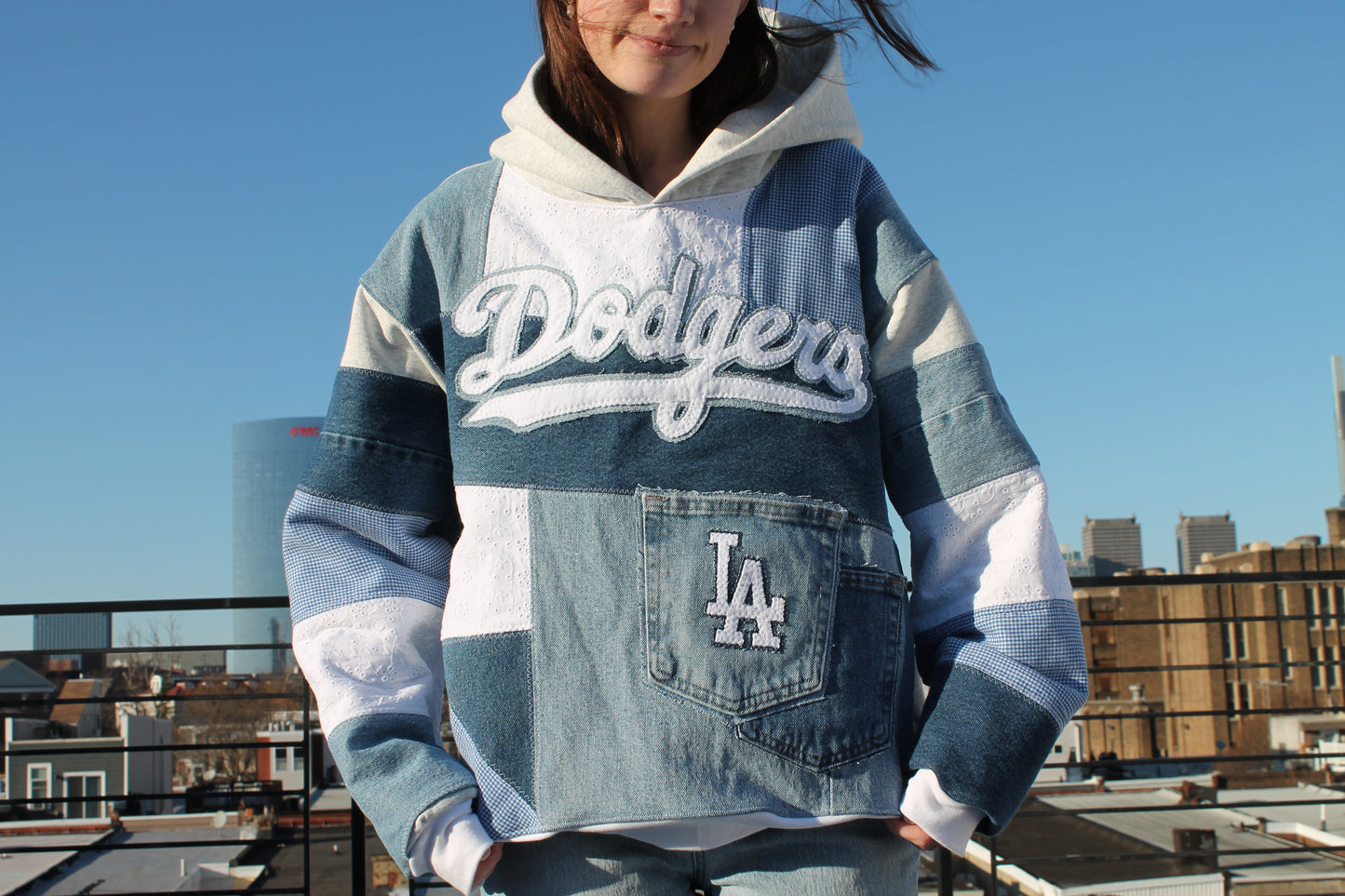Dodgers Denim x Gingham Patchwork Hoodie