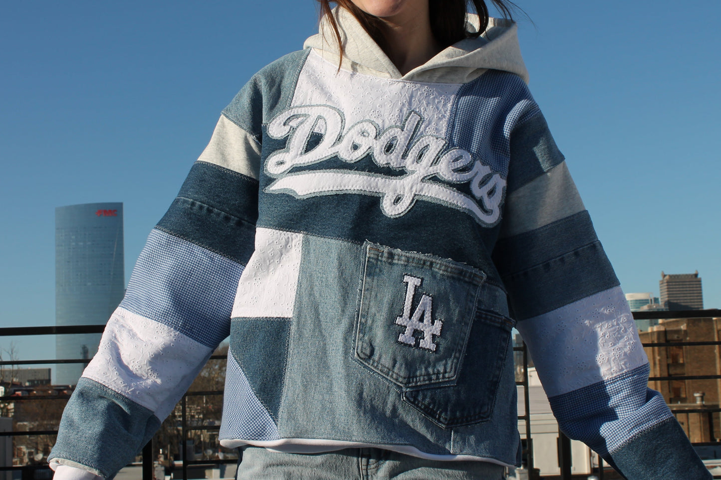 Dodgers Denim x Gingham Patchwork Hoodie
