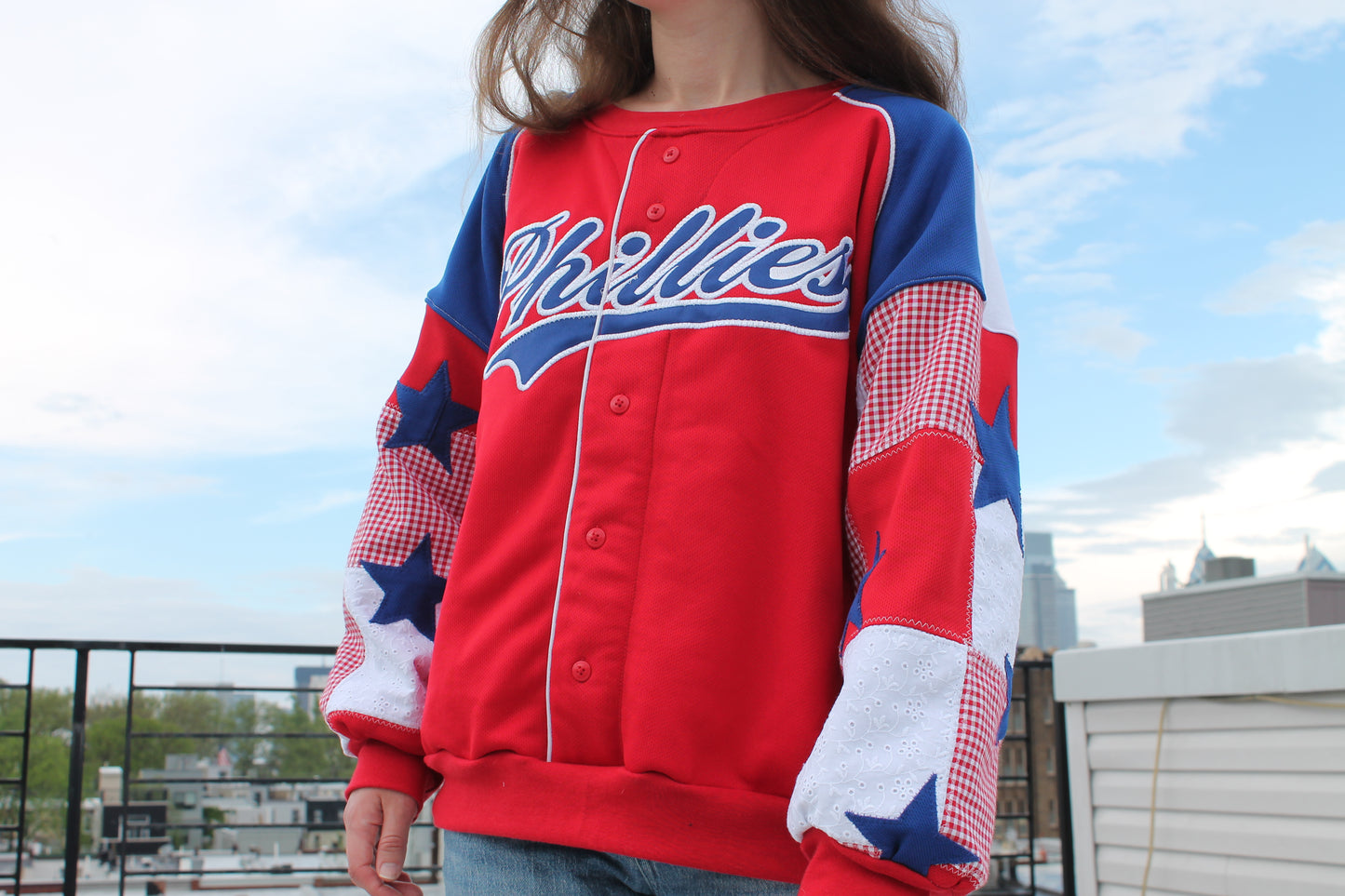 Reworked Phillies Jersey Patchwork Sweatshirt