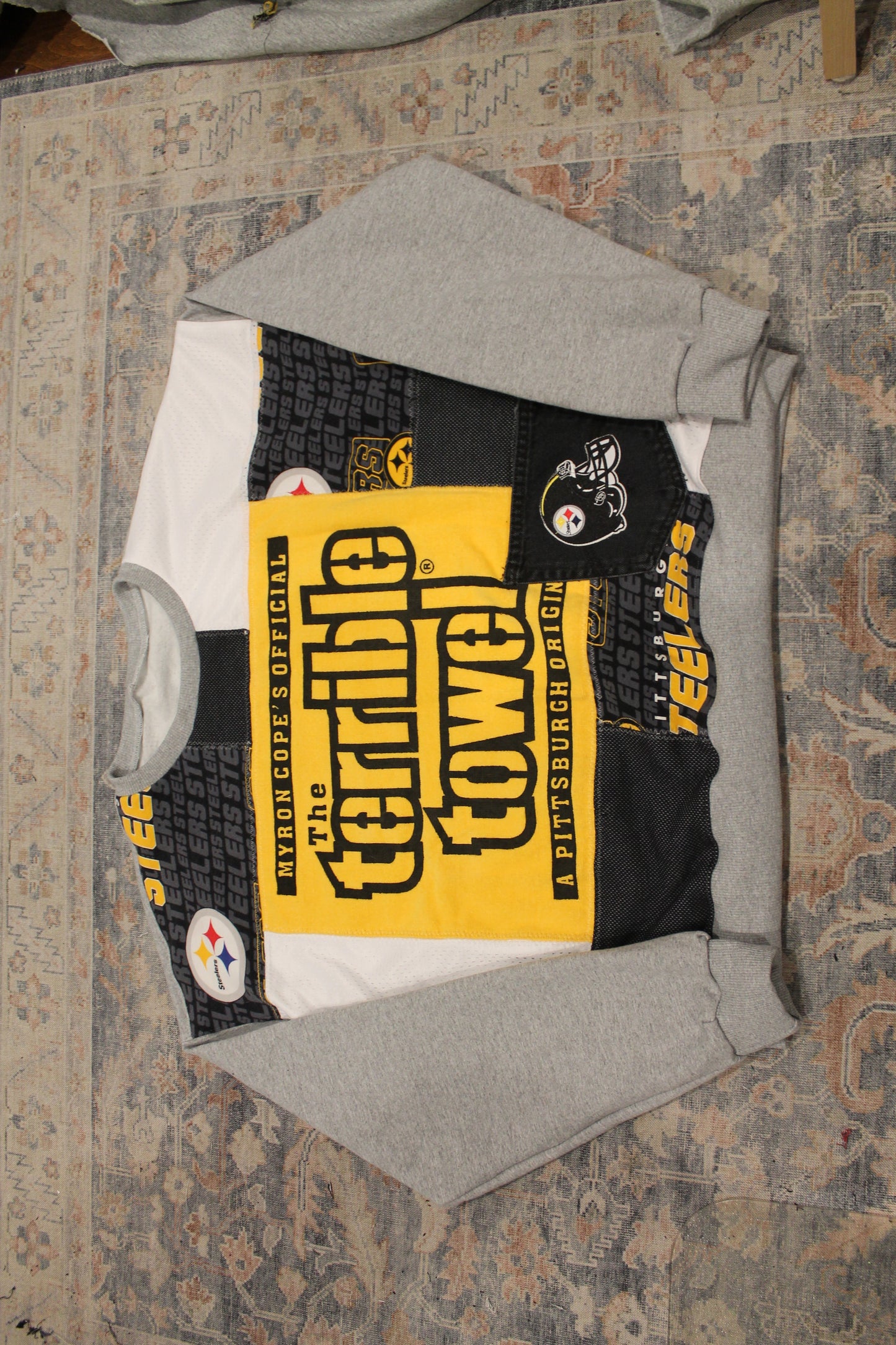 Steelers Terrible Towel Patchwork Crew Neck