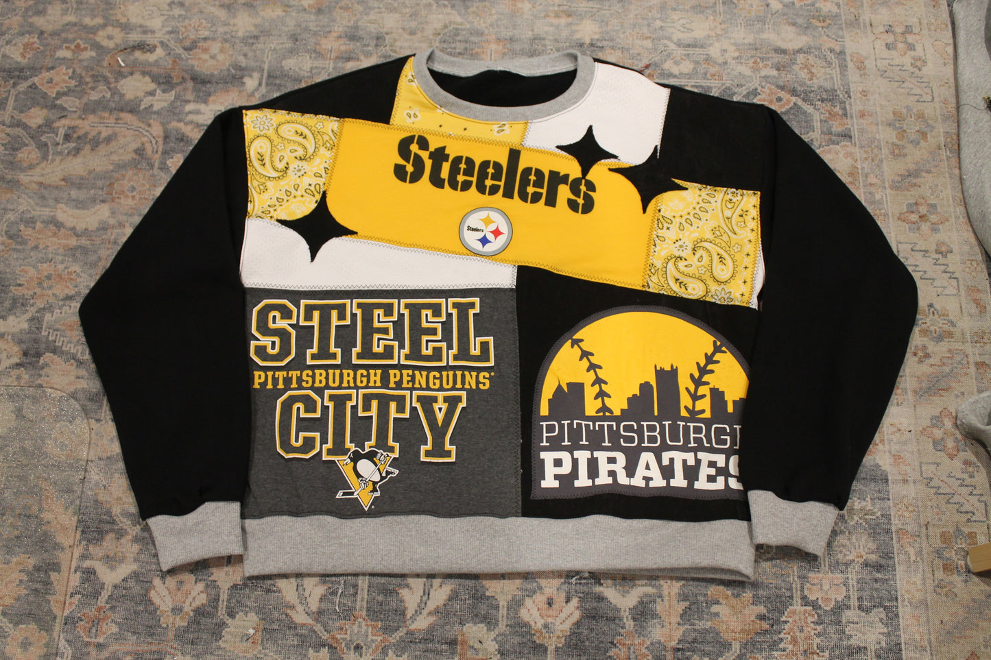 Pittsburgh Steelers x Pirates x Penguins Patchwork Crew Neck