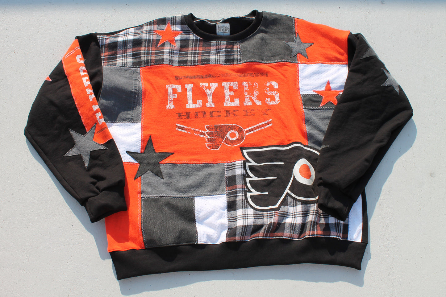 Flyers Flannel x Denim Patchwork Crew Neck