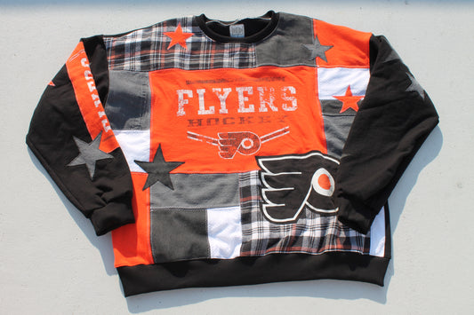 Flyers Flannel x Denim Patchwork Crew Neck