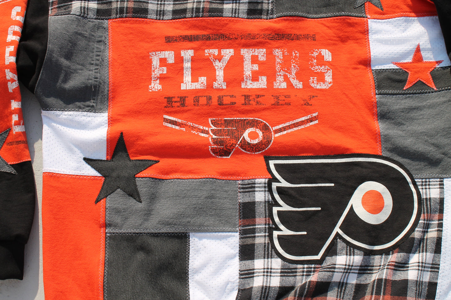 Flyers Flannel x Denim Patchwork Crew Neck
