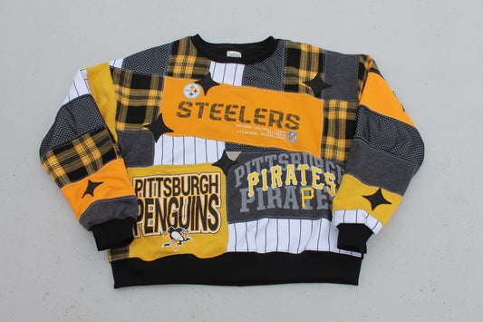 Penguins x Steelers x Pirates Patchwork Crew Neck