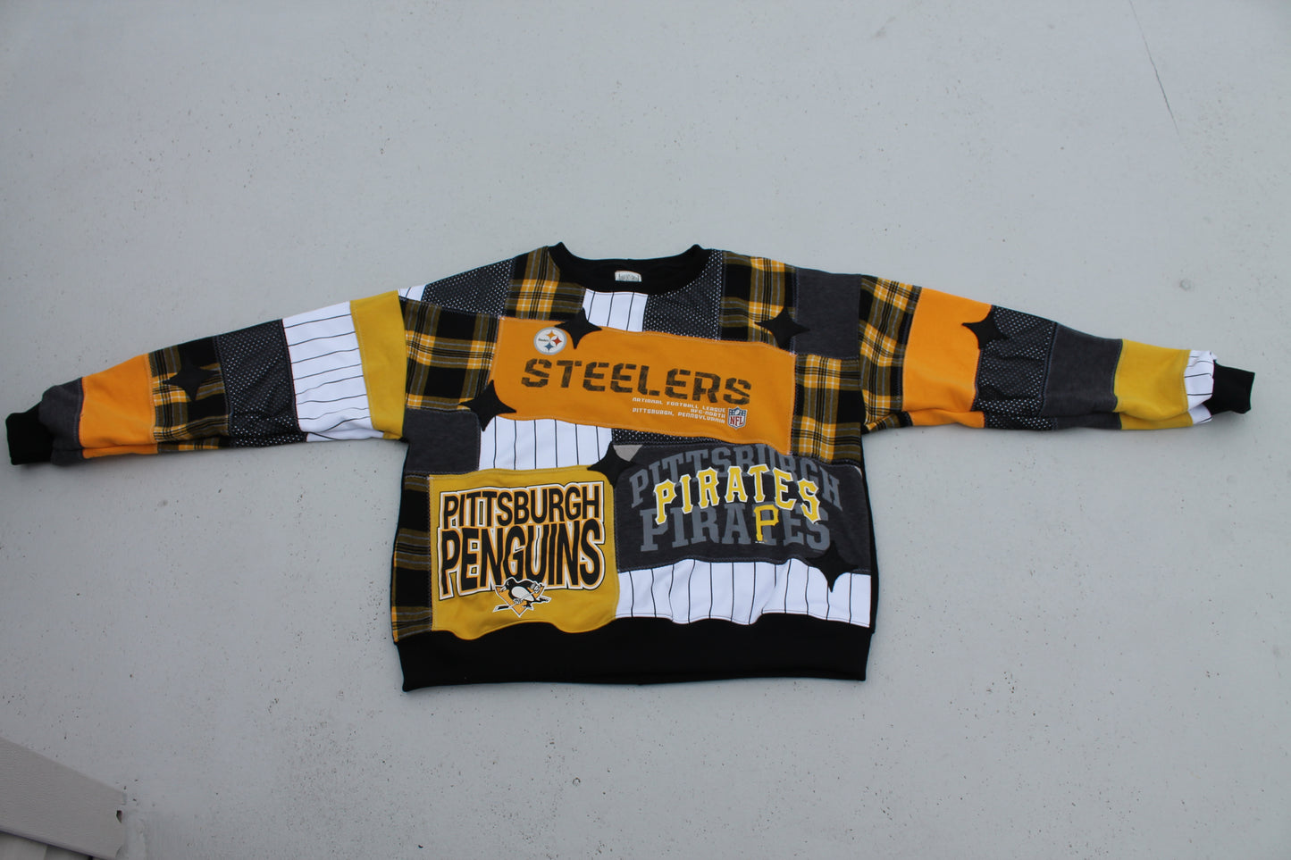 Penguins x Steelers x Pirates Patchwork Crew Neck