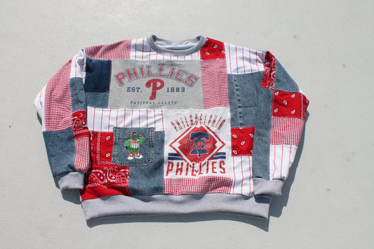 Phillies Gingham x Bandana Patchwork Crew Neck