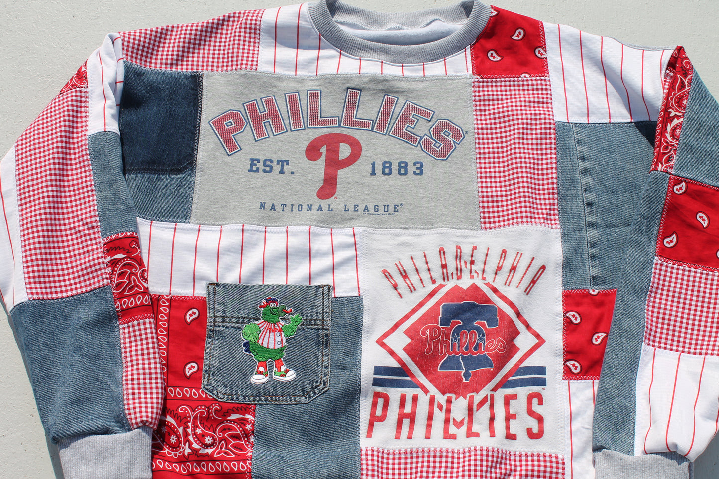 Phillies Gingham x Bandana Patchwork Crew Neck