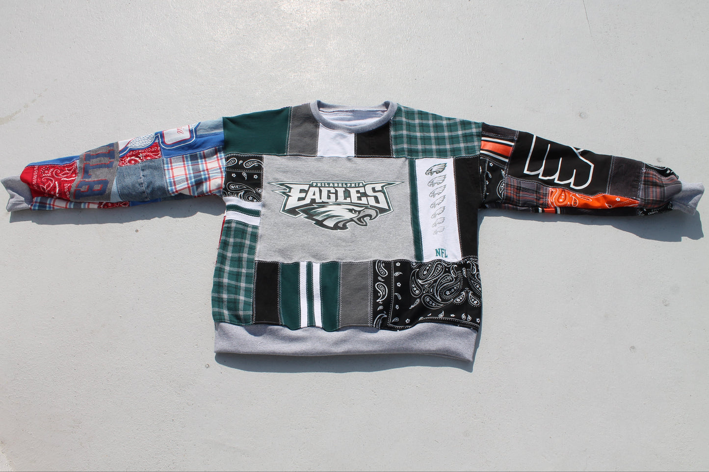 Philly Eagles x Phillies x Sixers x Flyers Patchwork Crew Neck