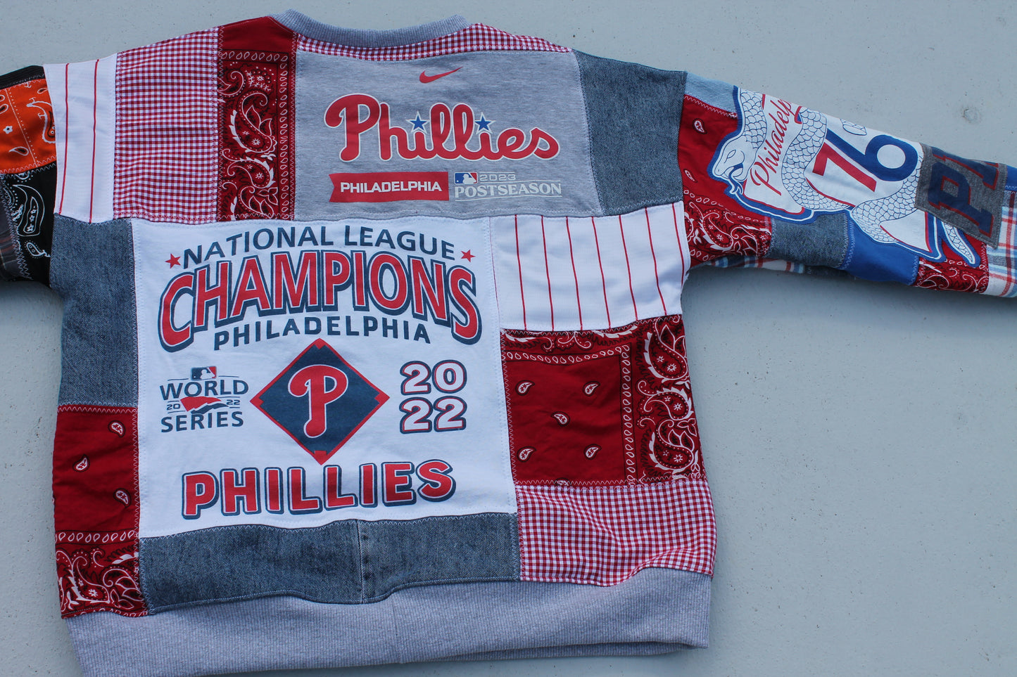 Philly Eagles x Phillies x Sixers x Flyers Patchwork Crew Neck
