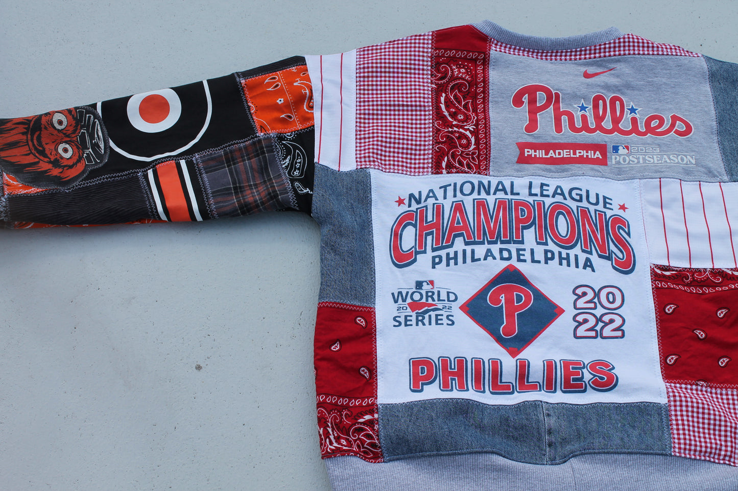 Philly Eagles x Phillies x Sixers x Flyers Patchwork Crew Neck