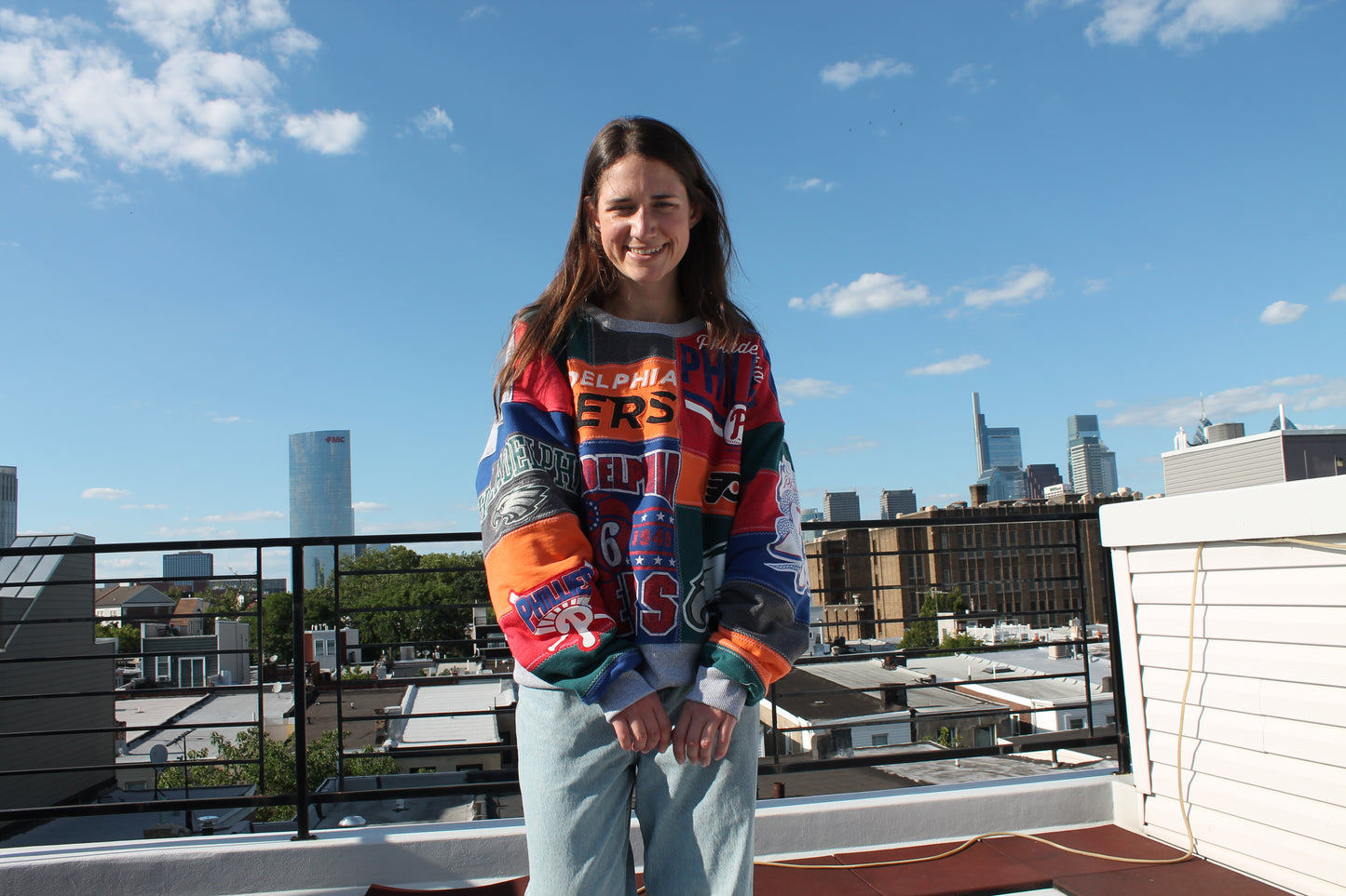 Philly Eagles x Phillies x Sixers x Flyers Patchwork Crew Neck