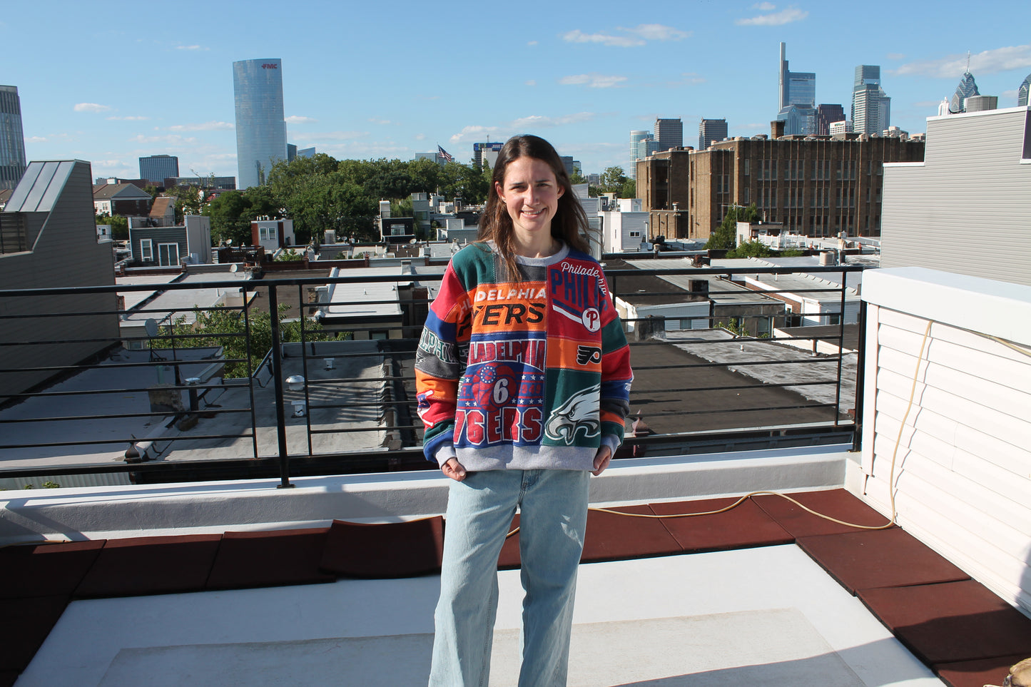 Philly Eagles x Phillies x Sixers x Flyers Patchwork Crew Neck