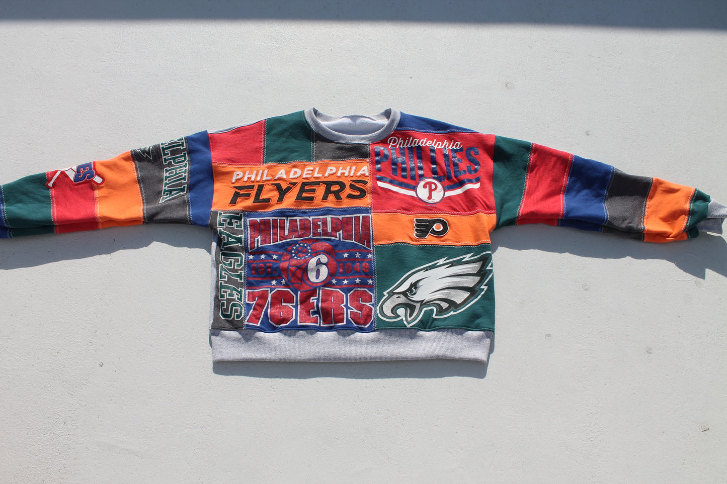 Philly Eagles x Phillies x Sixers x Flyers Patchwork Crew Neck