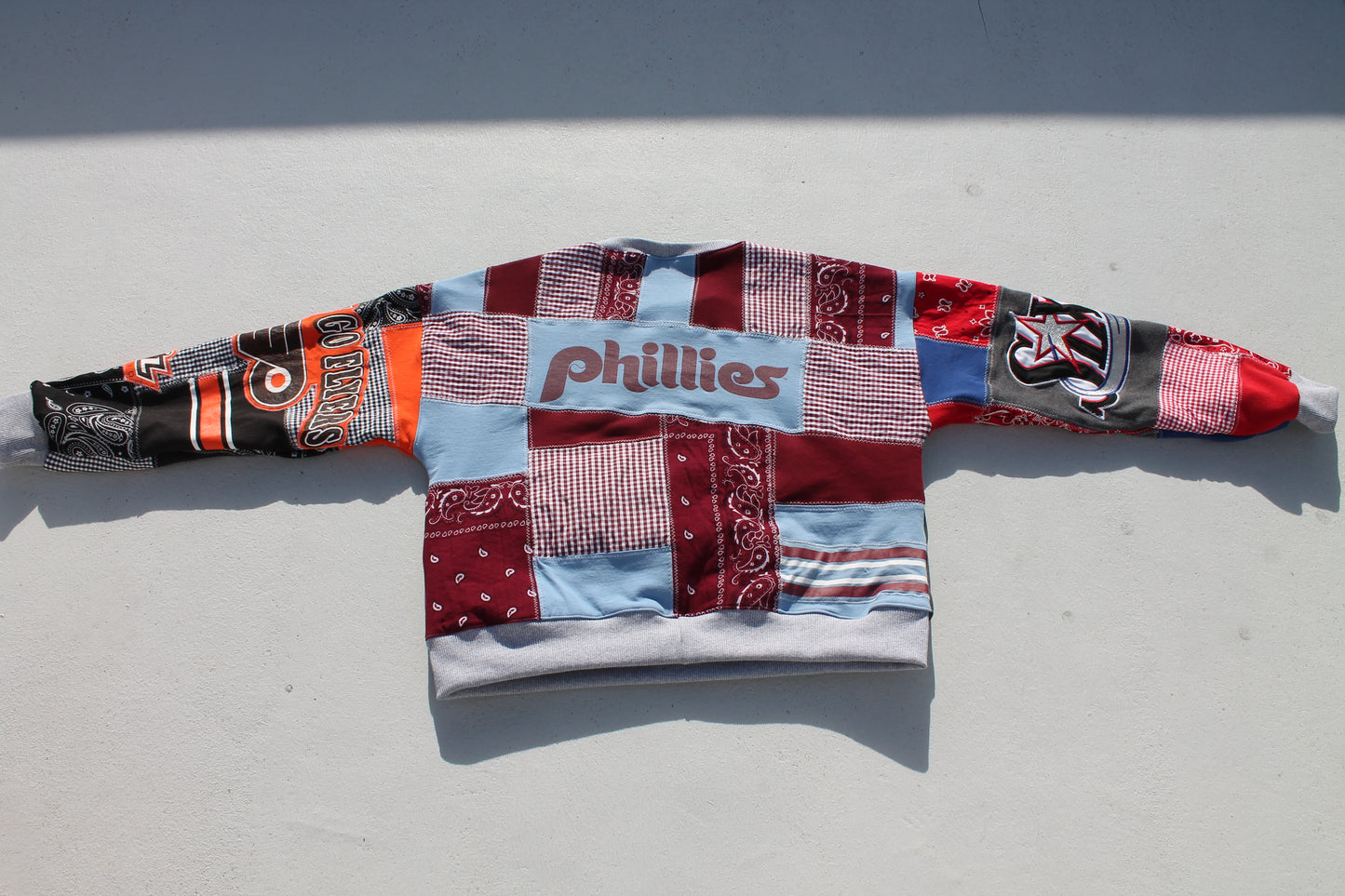 Philly Eagles x Phillies x Sixers x Flyers Full Patchwork Crew Neck Retro Colors