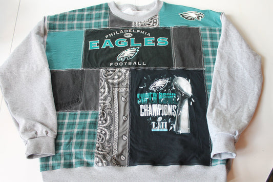 Eagles Bandana x Plaid Patchwork Crew Neck