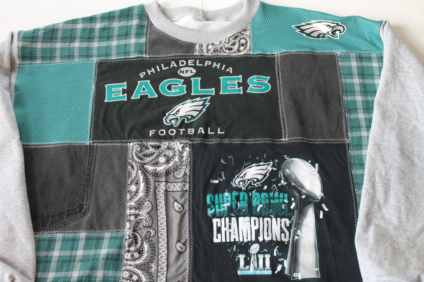 Eagles Bandana x Plaid Patchwork Crew Neck