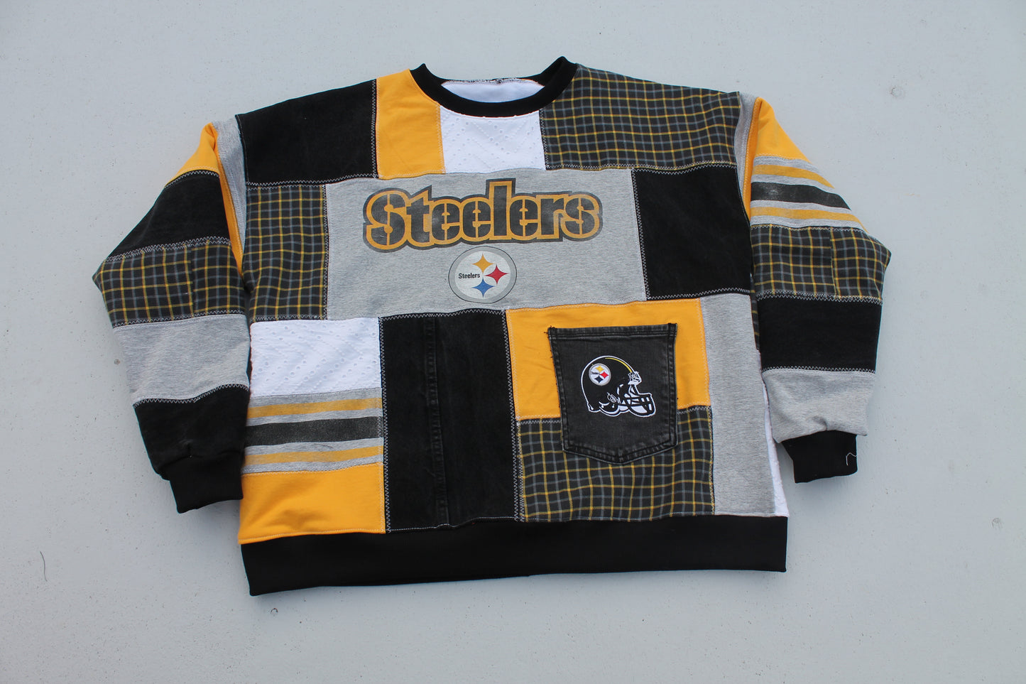 Steelers Plaid x Lace Full Patchwork Crew Neck