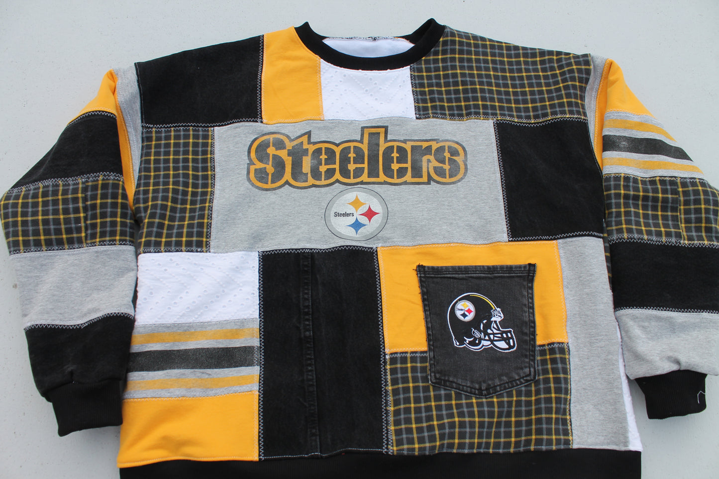 Steelers Plaid x Lace Full Patchwork Crew Neck