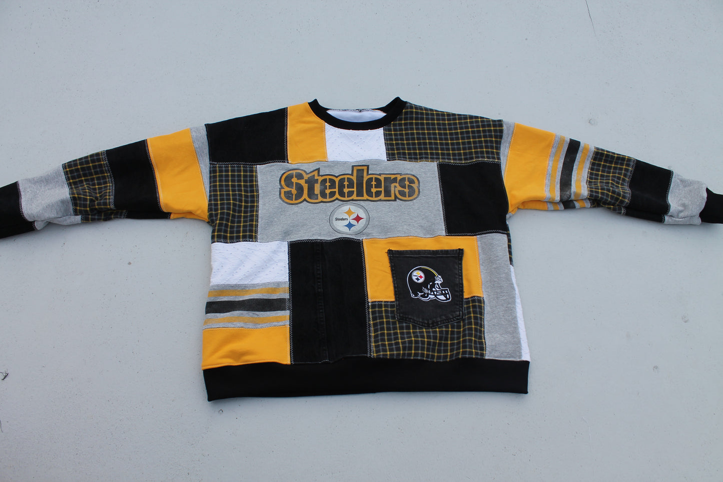 Steelers Plaid x Lace Full Patchwork Crew Neck