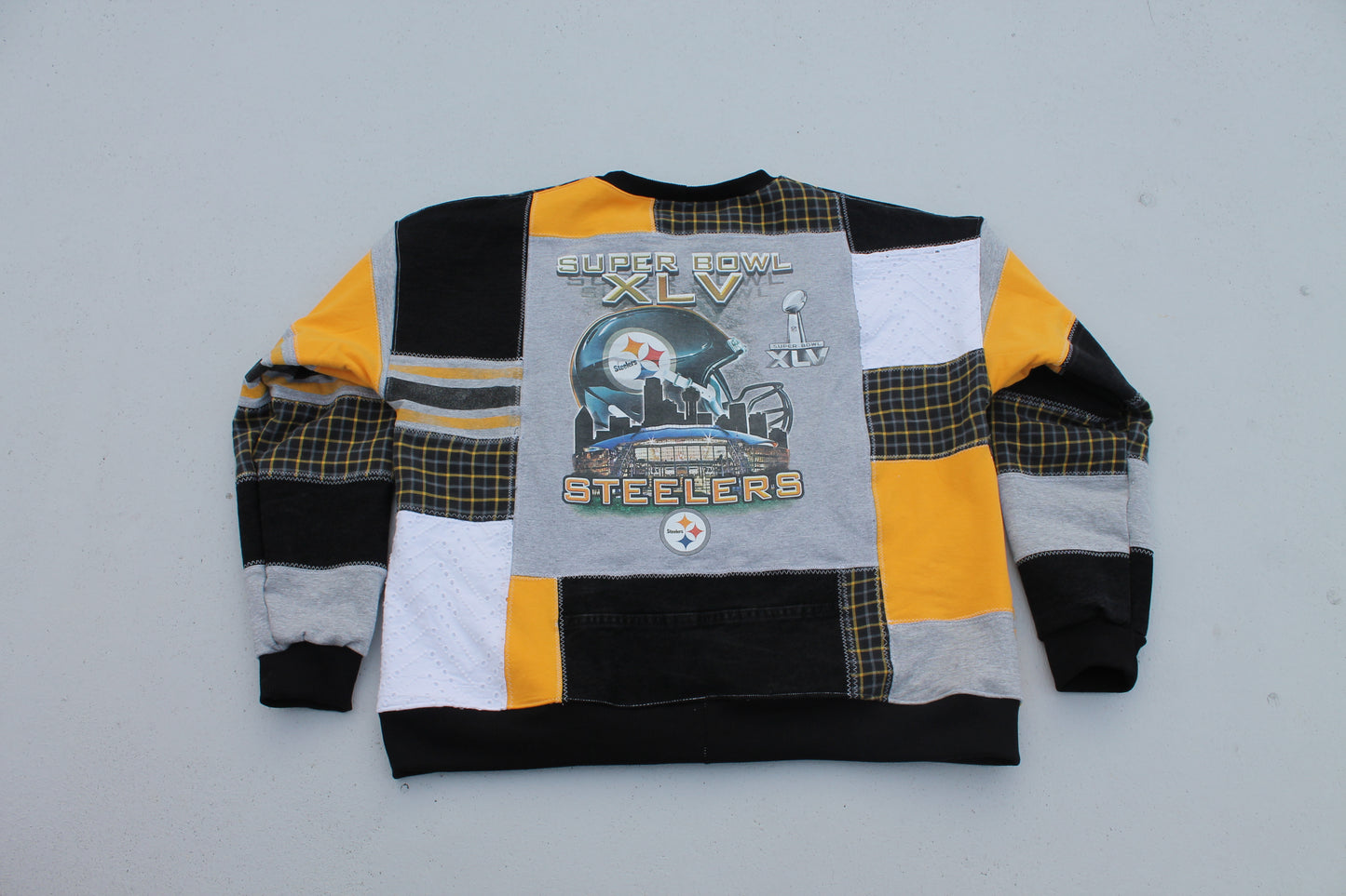 Steelers Plaid x Lace Full Patchwork Crew Neck