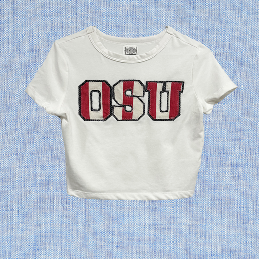 Ready to Ship OSU Striped Denim Baby Tee