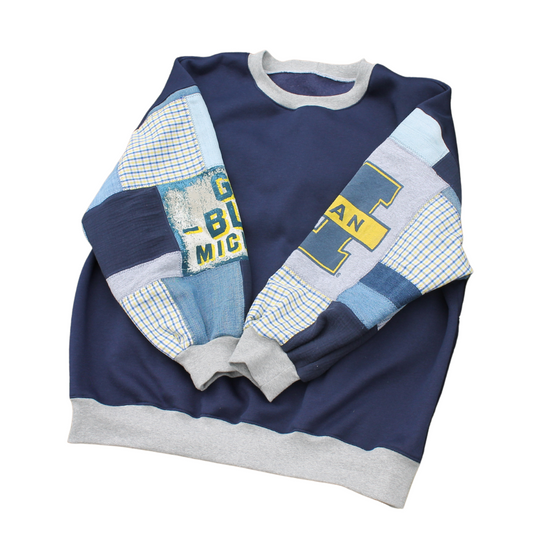 University of Michigan Patchwork Crew Neck