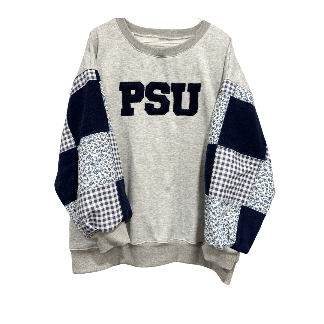 Bespoke PSU Gingham & Floral Patchwork Crew Neck