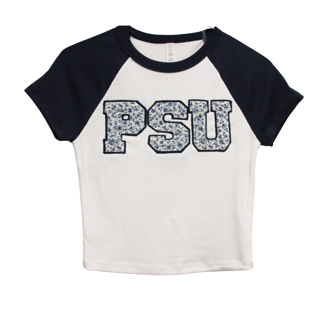 Psu Design Lettering Floral PSU Raglan Baby Tee – Go State Designs