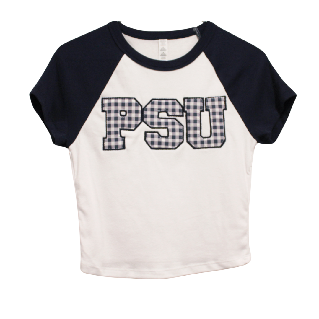 Gingham PSU Raglan Baby Tee