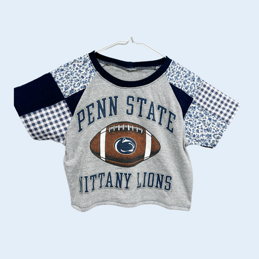 Gingham & Floral Patchwork Raglan Baby Tee