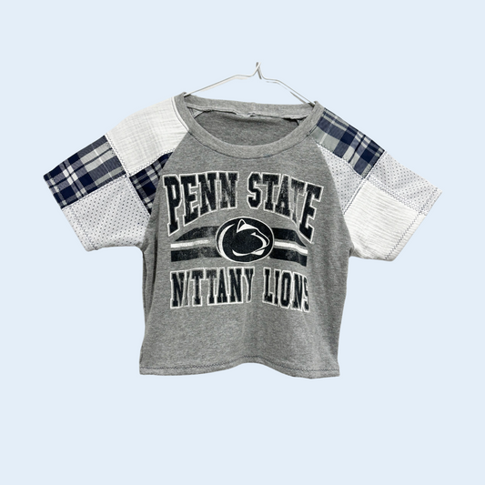 Penn State Plaid & Jersey Patchwork Raglan Baby Tee